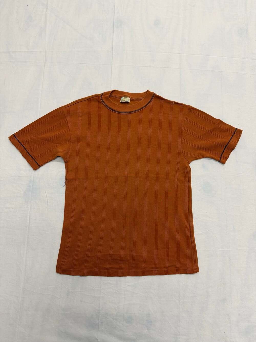 Vintage JCPenney Ribbed Knit Crewneck T-Shirt Rust Orange